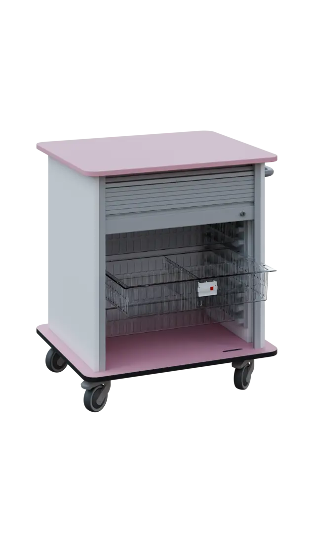 DEXTER 23 TRANSPARENT vozík boxový, roletový, nízký, 880x780x620 mm, korpus bílý, horní a spodní des