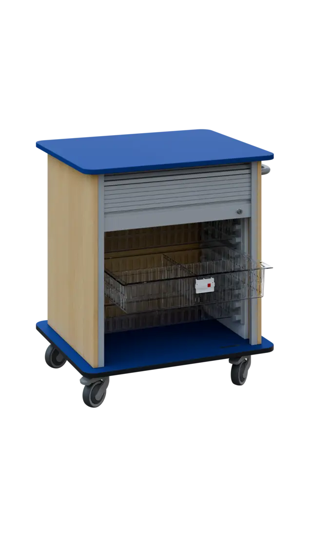 DEXTER 23 TRANSPARENT vozík boxový, roletový, nízký, 880x780x620 mm, korpus javor horský, horní a sp