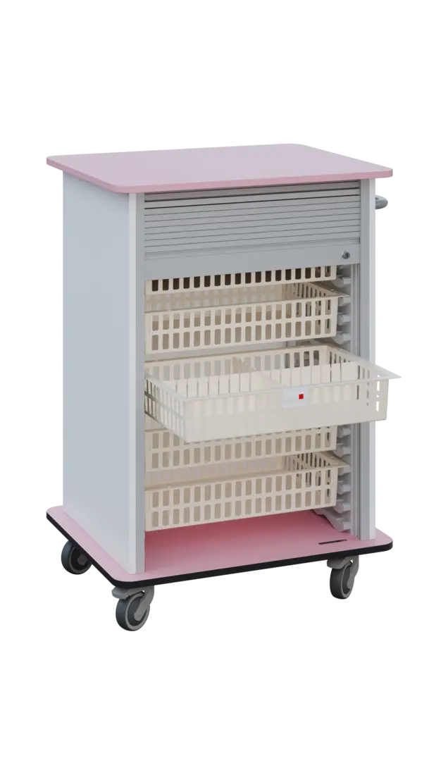 DEXTER 25 ABS vozík boxový, roletový, 1180x780x620 mm, korpus bílý, horní a spodní deska pastelově r