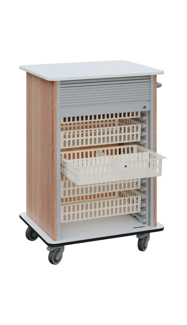 DEXTER 25 ABS vozík boxový, roletový, 1180x780x620 mm, korpus dub bardolino, horní a spodní deska bí