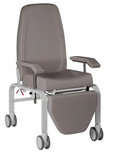 MEDI FLEX 01 mobilní křeslo polohovací, výškově stavitelné područky PU šedá