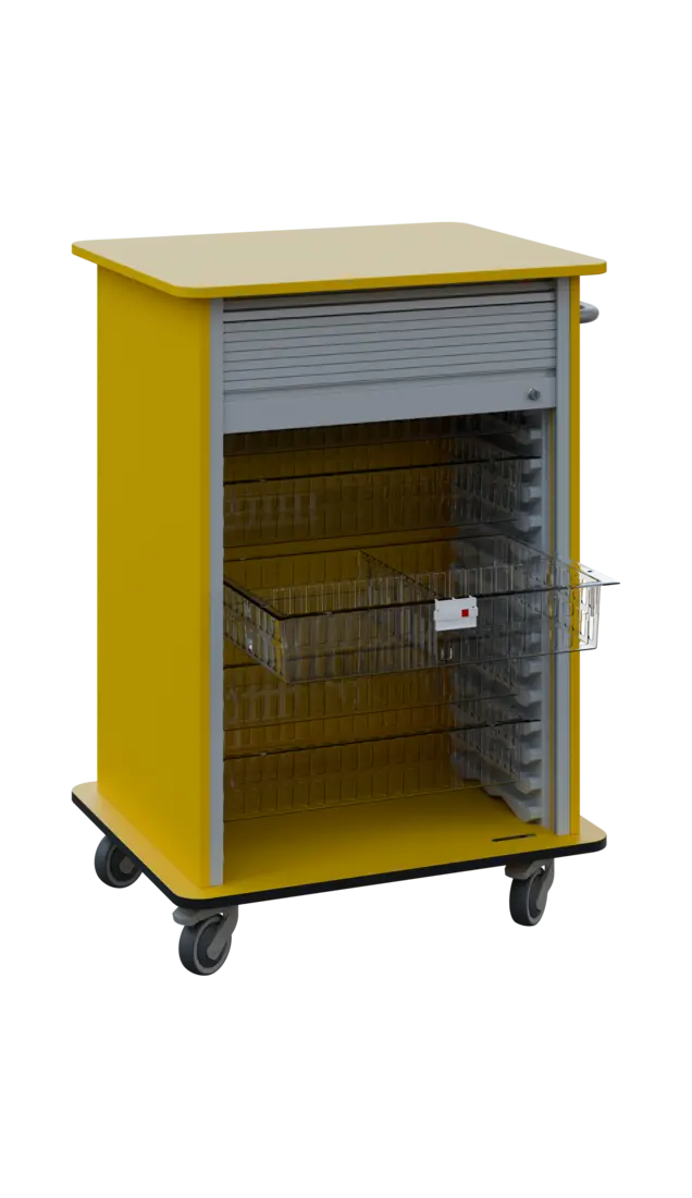 DEXTER 25 TRANSPARENT vozík boxový, roletový, 1180x780x620 mm, žlutá odio