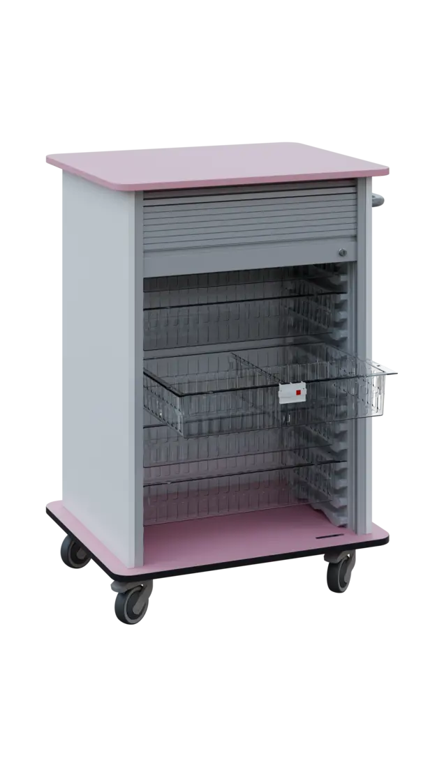 DEXTER 25 TRANSPARENT vozík boxový, roletový, 1180x780x620 mm, korpus bílý, horní a spodní deska pas