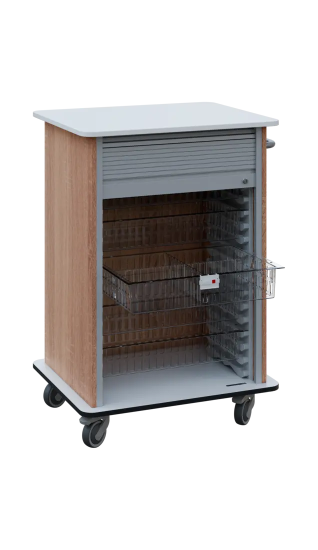 DEXTER 25 TRANSPARENT vozík boxový, roletový, 1180x780x620 mm, korpus dub bardolino, horní a spodní