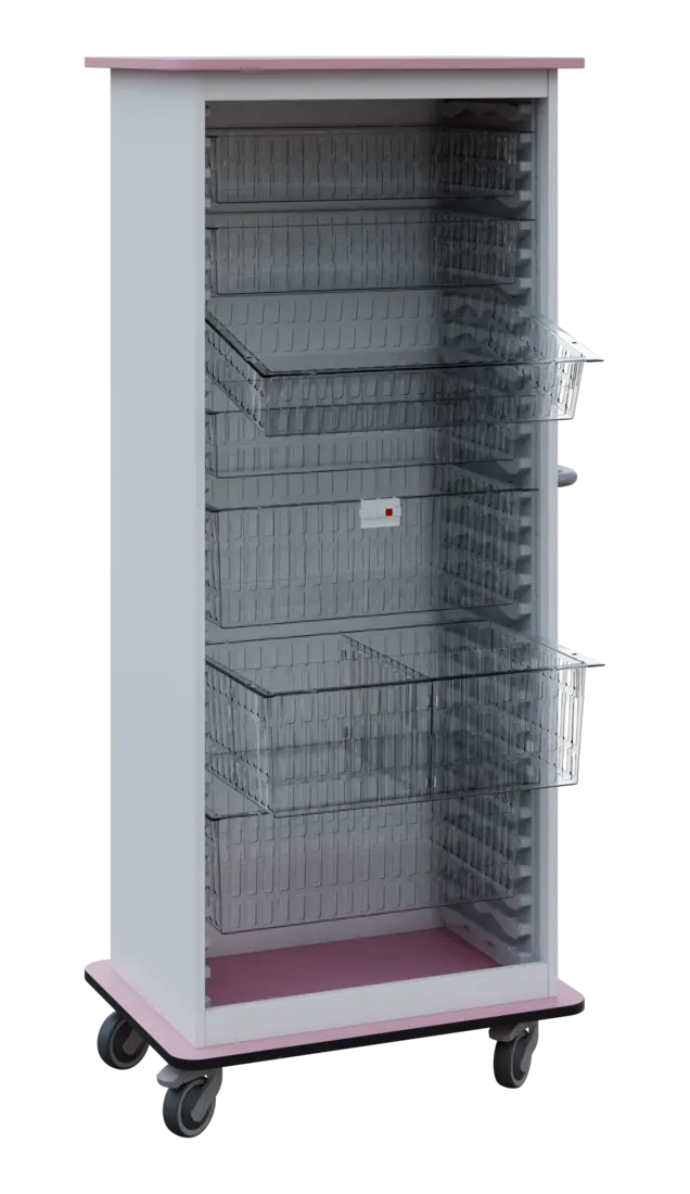 DEXTER 26 TRANSPARENT vozík boxový, otevřený, 1780x750x520 mm, korpus bílý, horní a spodní deska pas