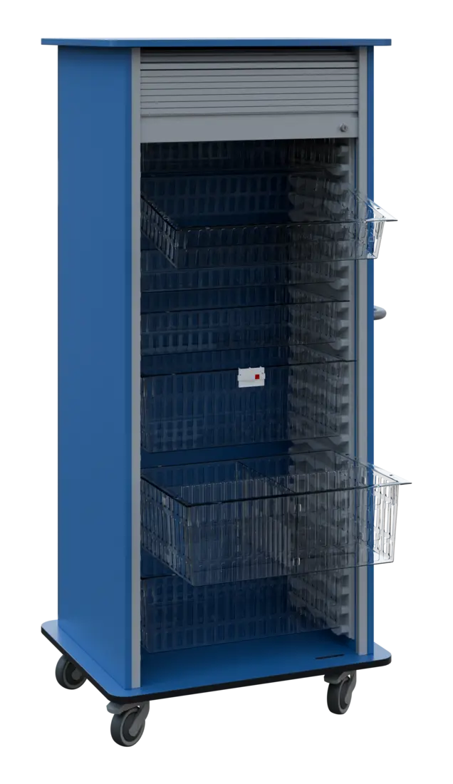 DEXTER 27 TRANSPARENT vozík boxový, roletový, 1780x780x620 mm, pastelově modrá