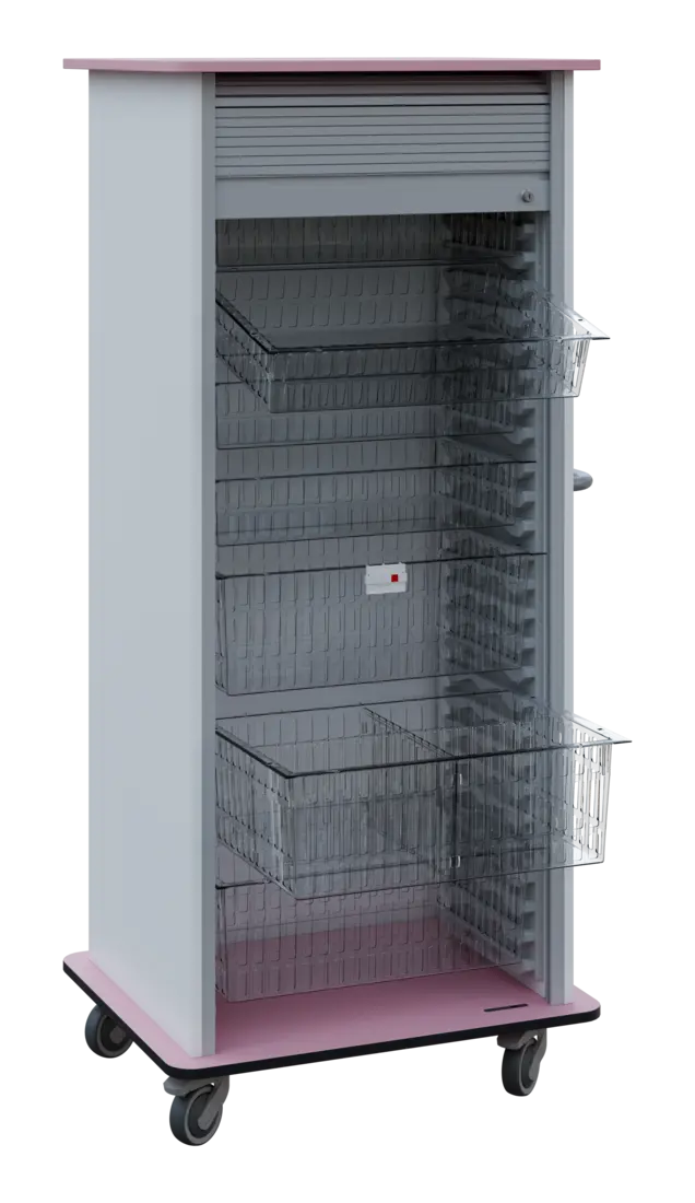 DEXTER 27 TRANSPARENT vozík boxový, roletový, 1780x780x620 mm, korpus bílý, horní a spodní deska pas