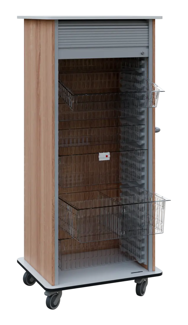 DEXTER 27 TRANSPARENT vozík boxový, roletový, 1780x780x620 mm, korpus dub bardolino, horní a spodní