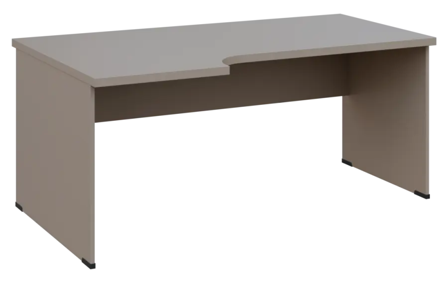 MHCRL 38 - 186 stůl kancelářský, rohový, levý, dřevěná podnož, deska 36 mm, široký 1800 mm, taupe hn