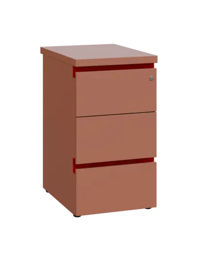 MHCKC - 61 kontejner přístavný, 3-zásuvkový, deska 36 mm, centrální zámek, pudrově hnědá, profil burgundy
