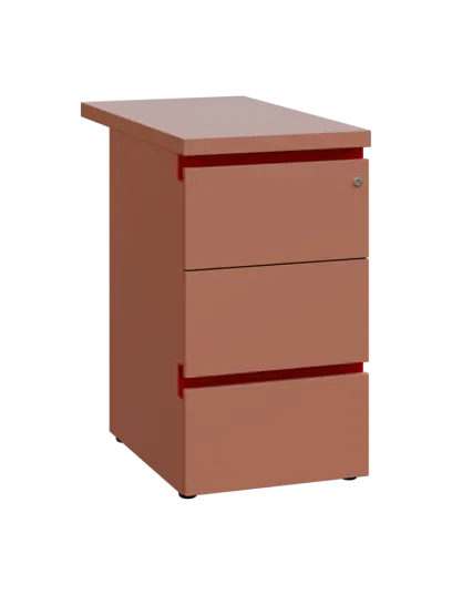 MHCKC - 81 kontejner přístavný, 3-zásuvkový, deska 36 mm, centrální zámek, pudrově hnědá, profil burgundy