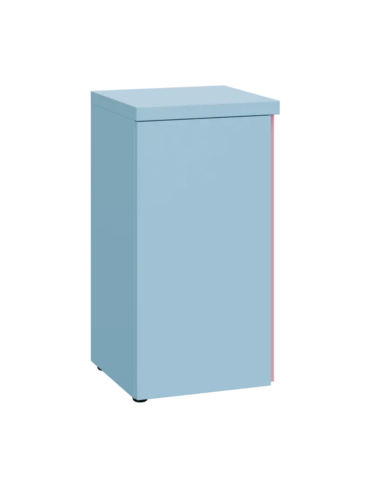 MHCN 2 - 4D kancelářská skříň, 1-dveřová, levá, 770x400x400, obloha, profil světle růžový