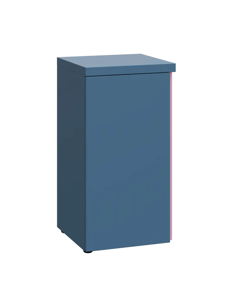 MHCN 2 - 4D kancelářská skříň, 1-dveřová, levá, 770x400x400, šedomodrá, profil světle růžový