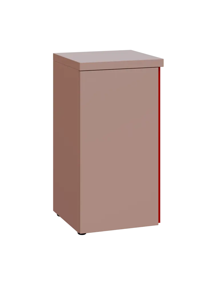 MHCN 2 - 4D kancelářská skříň, 1-dveřová, levá, 770x400x400, pudrově růžová, profil burgundy