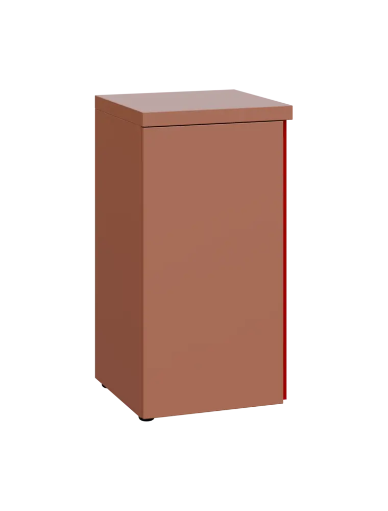 MHCN 2 - 4D kancelářská skříň, 1-dveřová, levá, 770x400x400, pudrově hnědá, profil burgundy