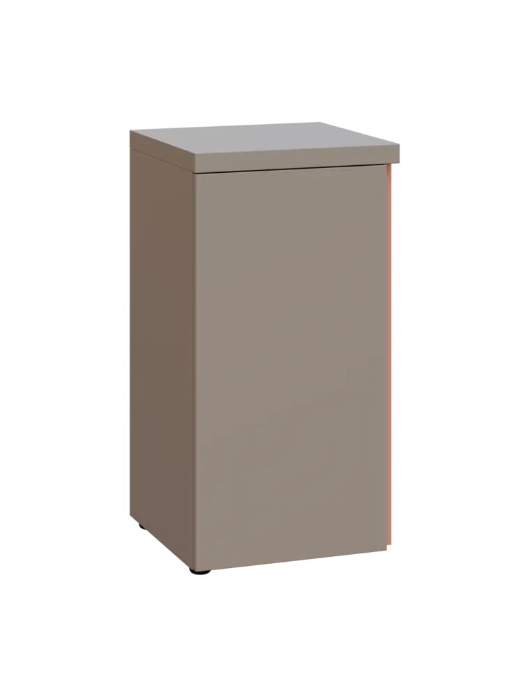MHCN 2 - 4D kancelářská skříň, 1-dveřová, levá, 770x400x400, taupe hnědá, profil béžově růžový