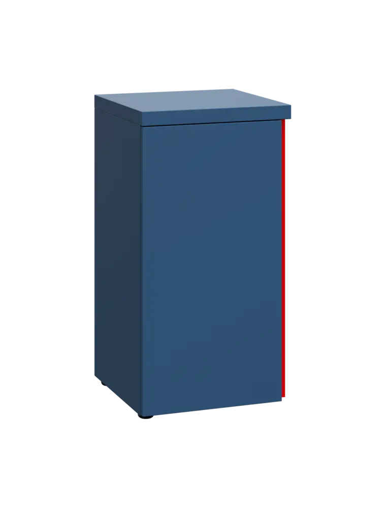 MHCN 2 - 4D kancelářská skříň, 1-dveřová, levá, 770x400x400, hlubinná modrá, profil červený