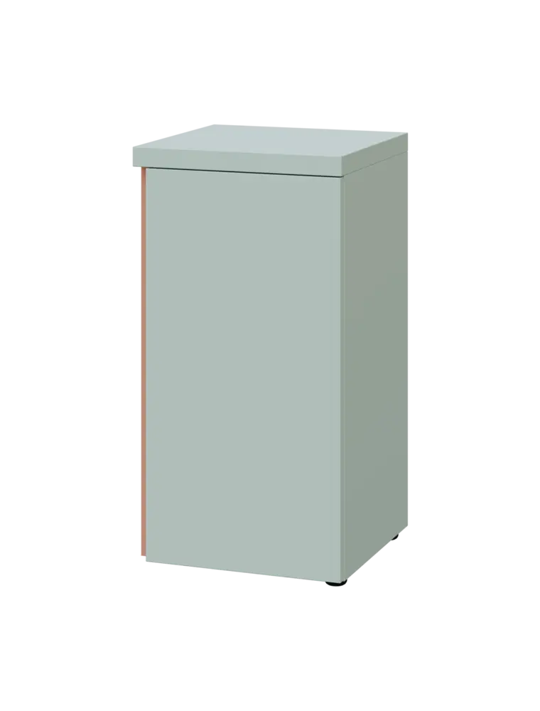 MHCN 2 - 4D kancelářská skříň, 1-dveřová, pravá, 770x400x400, šedozelinkavá, profil béžově růžový