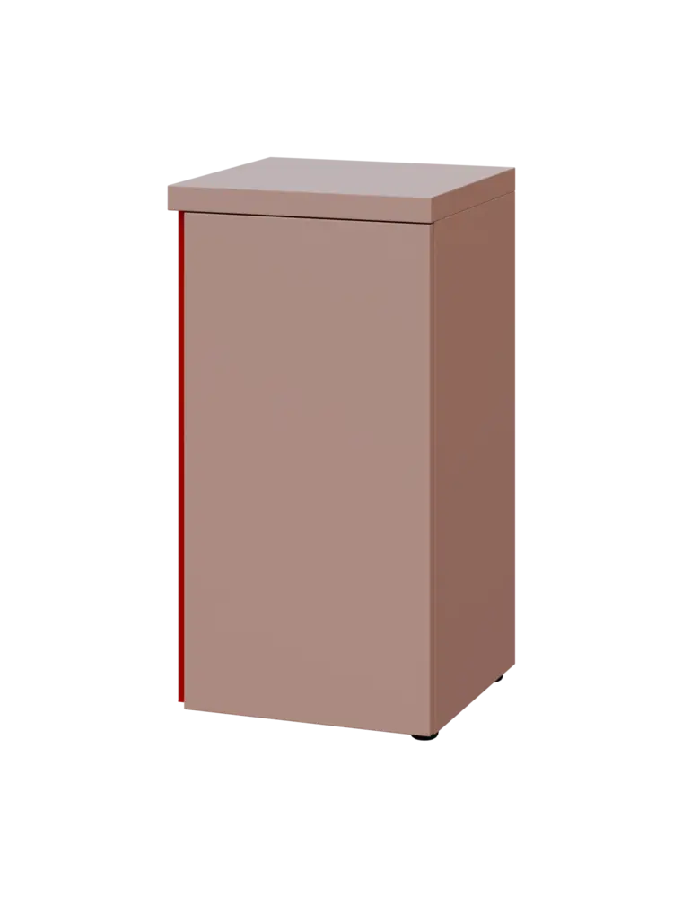 MHCN 2 - 4D kancelářská skříň, 1-dveřová, pravá, 770x400x400, pudrově růžová, profil burgundy