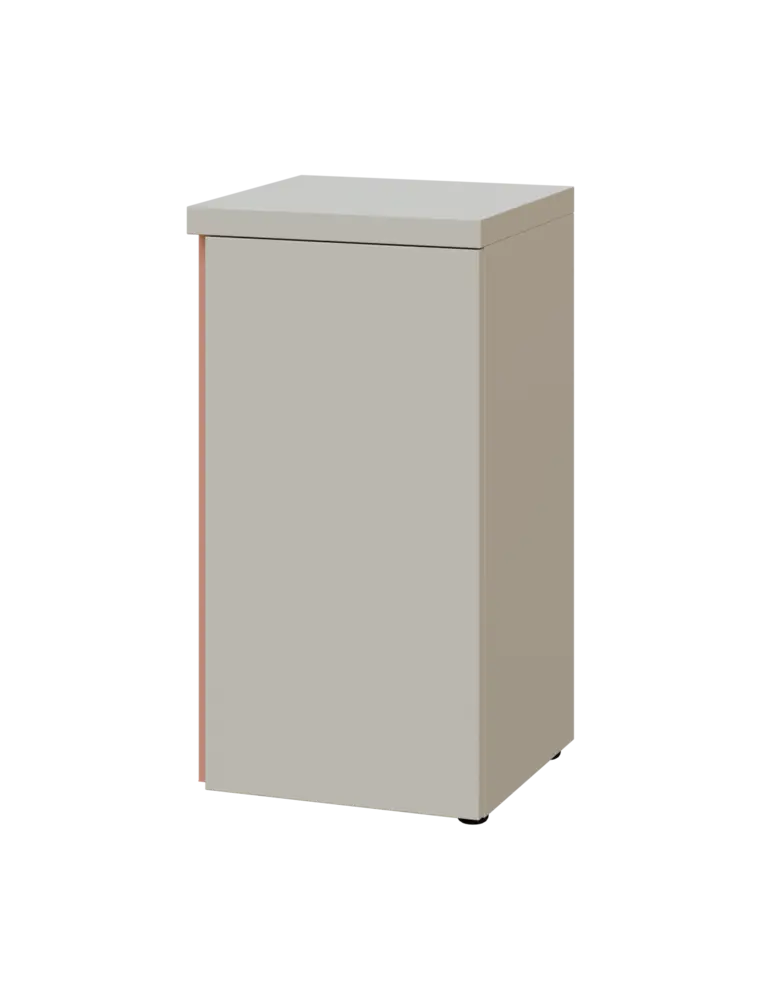 MHCN 2 - 4D kancelářská skříň, 1-dveřová, pravá, 770x400x400, teplá šedá, profil béžově růžový