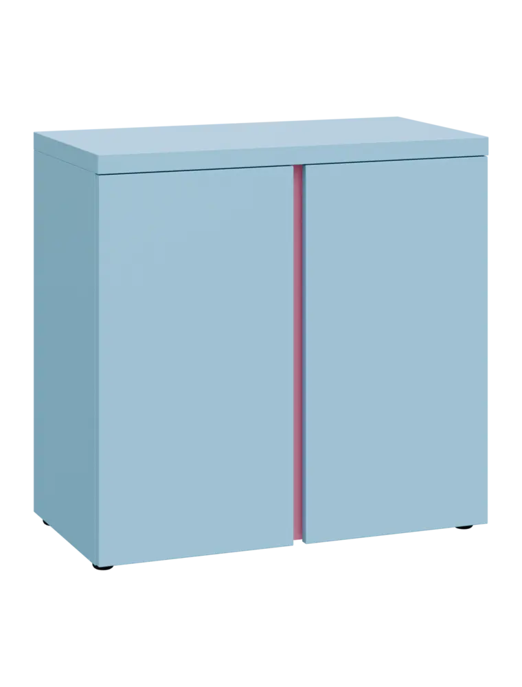 MHCN 2 - 8D kancelářská skříň, 2-dveřová, 770x800x400, obloha, profil světle růžový