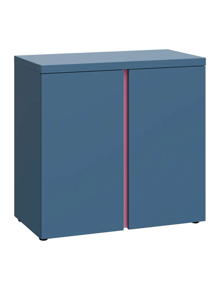 MHCN 2 - 8D kancelářská skříň, 2-dveřová, 770x800x400, šedomodrá, profil světle růžový
