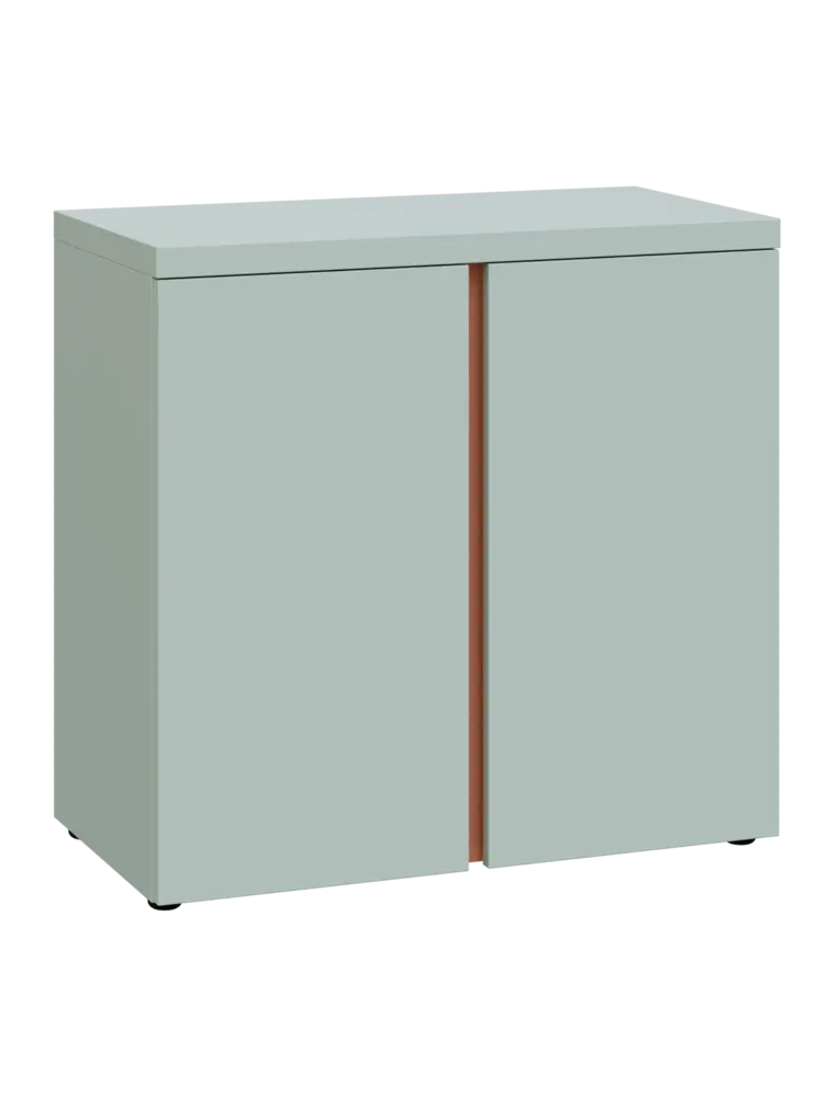 MHCN 2 - 8D kancelářská skříň, 2-dveřová, 770x800x400, šedozelinkavá, profil béžově růžový