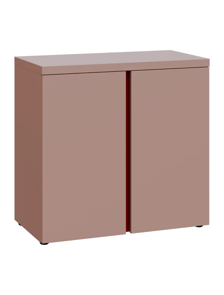 MHCN 2 - 8D kancelářská skříň, 2-dveřová, 770x800x400, pudrově růžová, profil burgundy