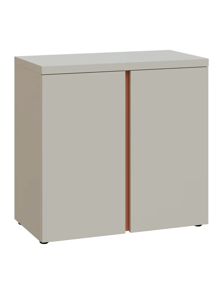 MHCN 2 - 8D kancelářská skříň, 2-dveřová, 770x800x400, teplá šedá, profil béžově růžový