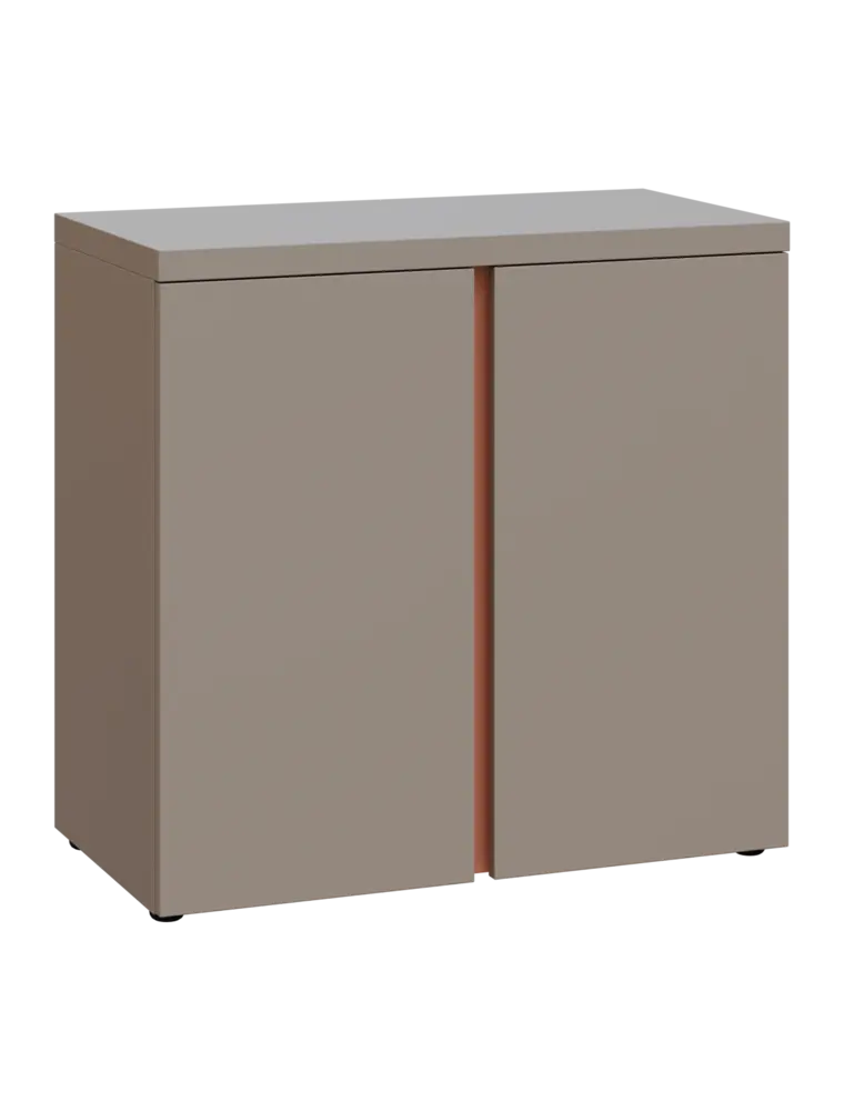 MHCN 2 - 8D kancelářská skříň, 2-dveřová, 770x800x400, taupe hnědá, profil béžově růžový