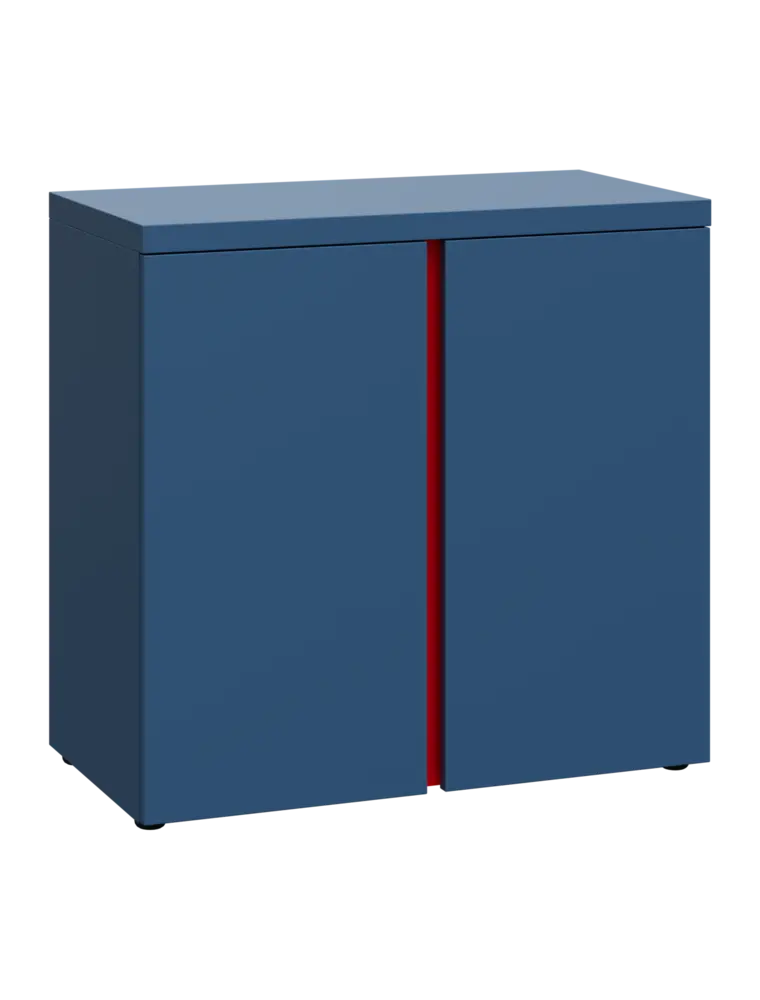 MHCN 2 - 8D kancelářská skříň, 2-dveřová, 770x800x400, hlubinná modrá, profil červený