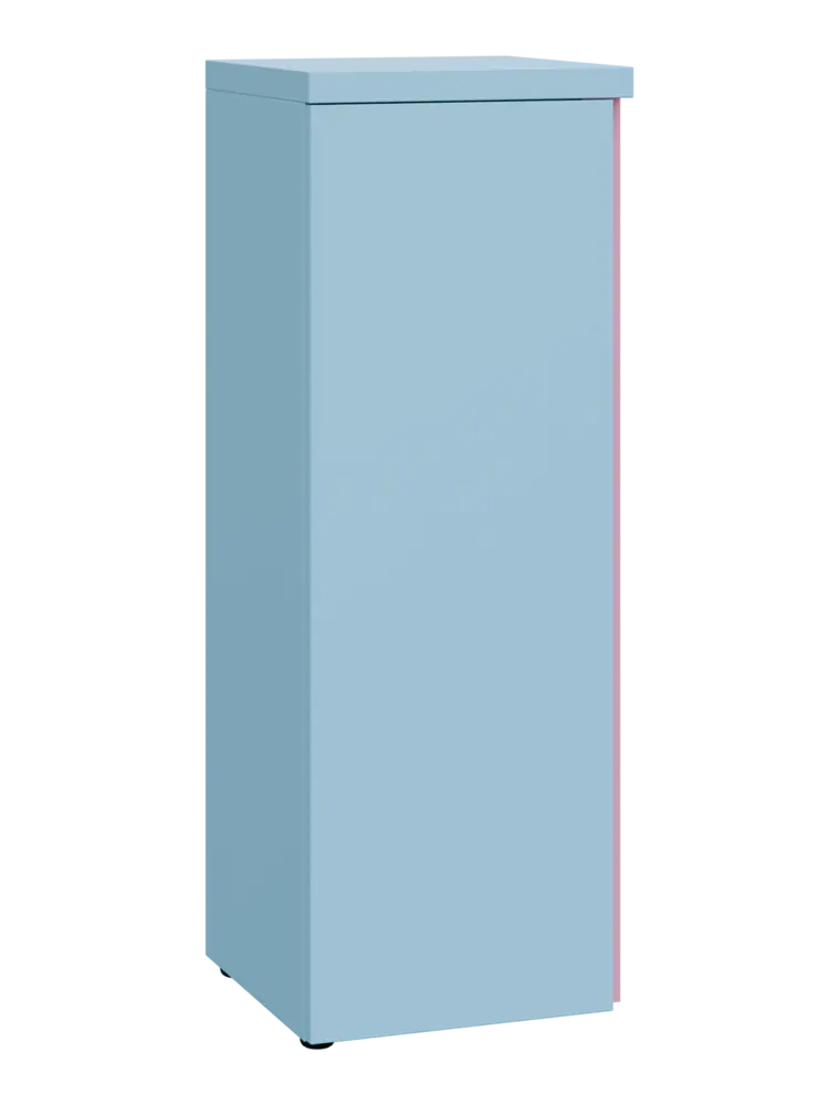 MHCN 3 - 4D kancelářská skříň, 1-dveřová, levá, 1120x400x400, obloha, profil světle růžový