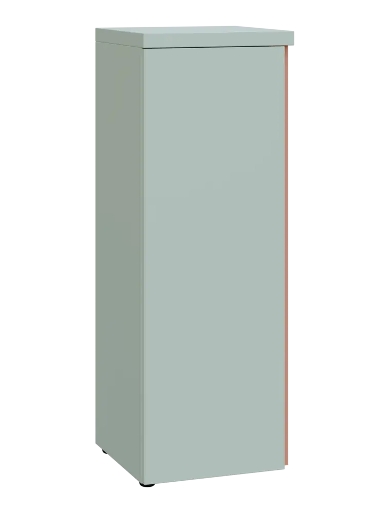 MHCN 3 - 4D kancelářská skříň, 1-dveřová, levá, 1120x400x400, šedozelinkavá, profil béžově růžový