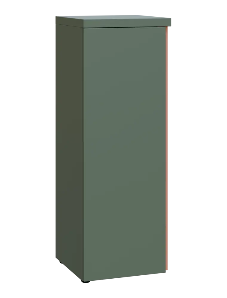 MHCN 3 - 4D kancelářská skříň, 1-dveřová, levá, 1120x400x400, agáve zelená, profil béžově růžový