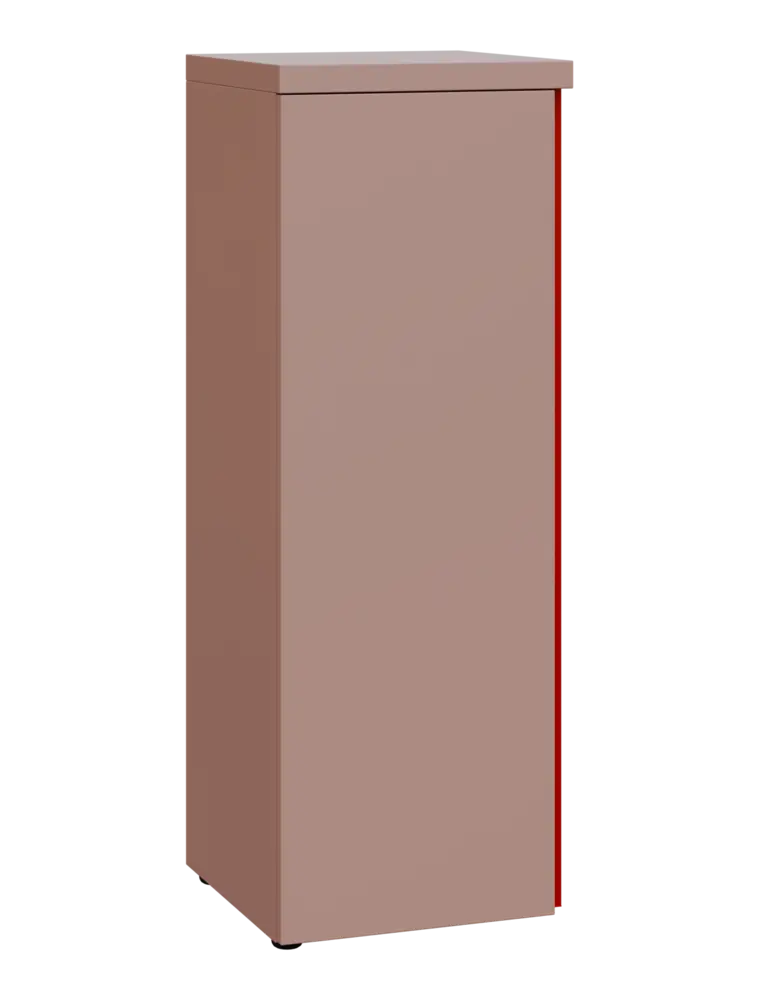 MHCN 3 - 4D kancelářská skříň, 1-dveřová, levá, 1120x400x400, pudrově růžová, profil burgundy