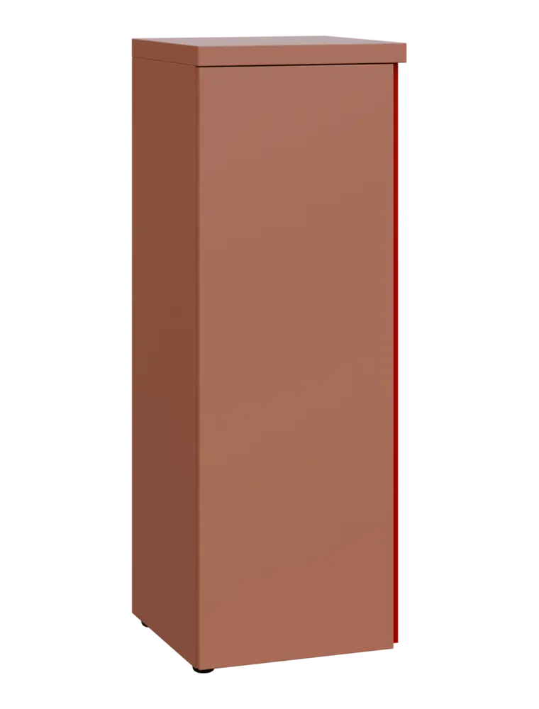 MHCN 3 - 4D kancelářská skříň, 1-dveřová, levá, 1120x400x400, pudrově hnědá, profil burgundy
