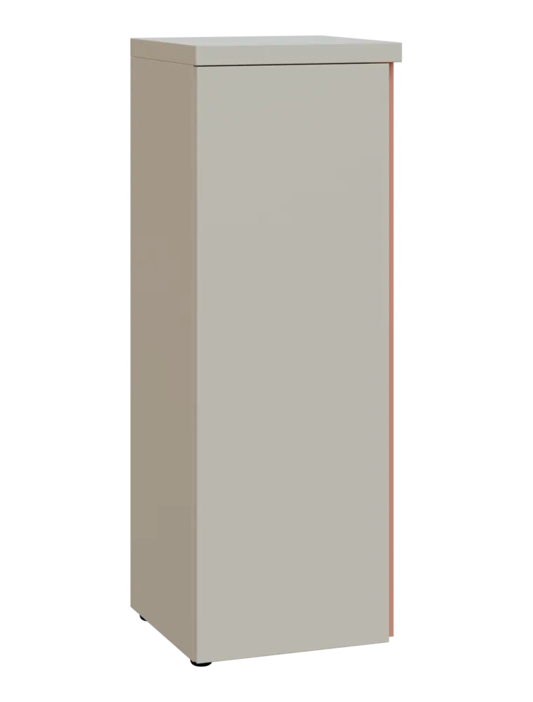 MHCN 3 - 4D kancelářská skříň, 1-dveřová, levá, 1120x400x400, teplá šedá, profil béžově růžový