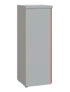 MHCN 3 - 4D kancelářská skříň, 1-dveřová, levá, 1120x400x400, světle šedá, profil červený