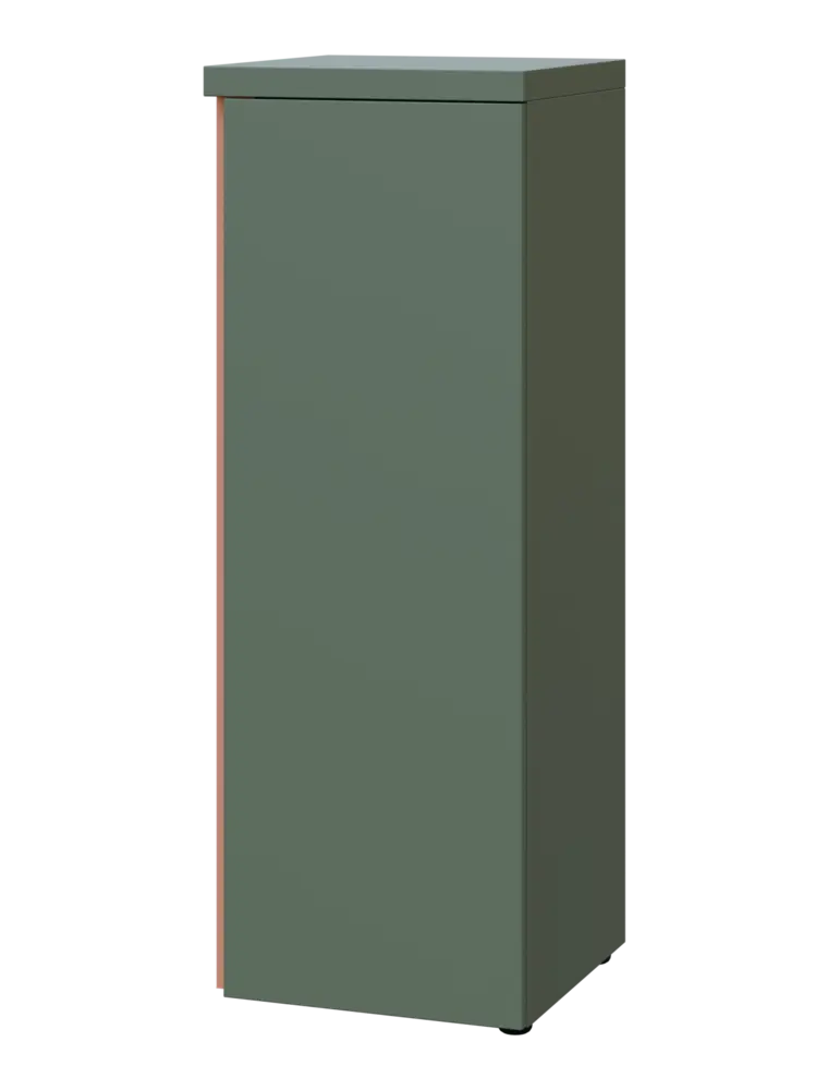 MHCN 3 - 4D kancelářská skříň, 1-dveřová, pravá, 1120x400x400, agáve zelená, profil béžově růžový
