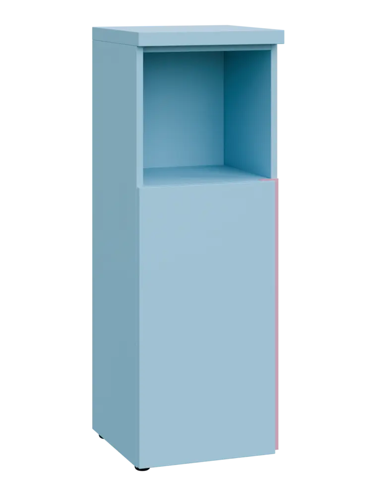 MHCN 3 - 4DN kancelářská skříň, 1-dveřová/nika, levá, 1120x400x400, obloha, profil světle růžový