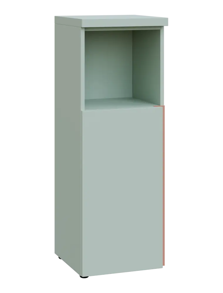 MHCN 3 - 4DN kancelářská skříň, 1-dveřová/nika, levá, 1120x400x400, šedozelinkavá, profil béžově růž