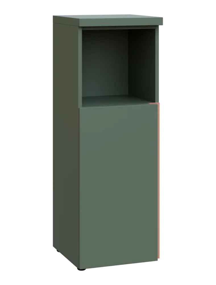 MHCN 3 - 4DN kancelářská skříň, 1-dveřová/nika, levá, 1120x400x400, agáve zelená, profil béžově růžo