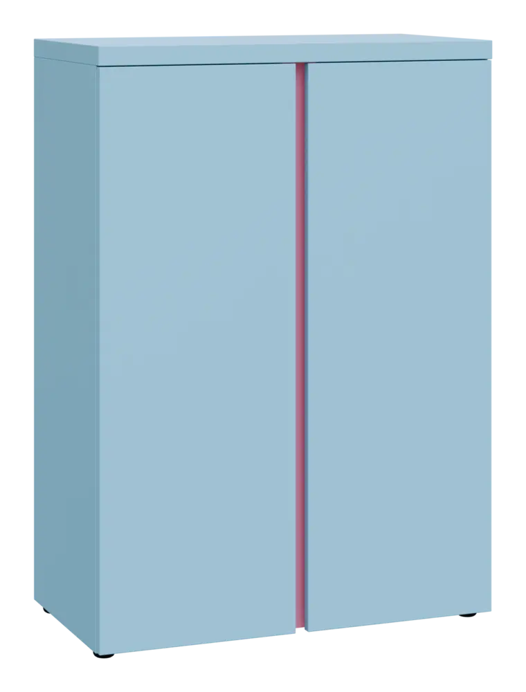 MHCN 3 - 8D kancelářská skříň, 2-dveřová, 1120x800x400, obloha, profil světle růžový