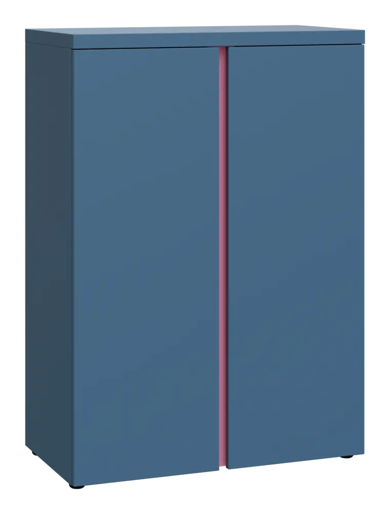 MHCN 3 - 8D kancelářská skříň, 2-dveřová, 1120x800x400, šedomodrá, profil světle růžový