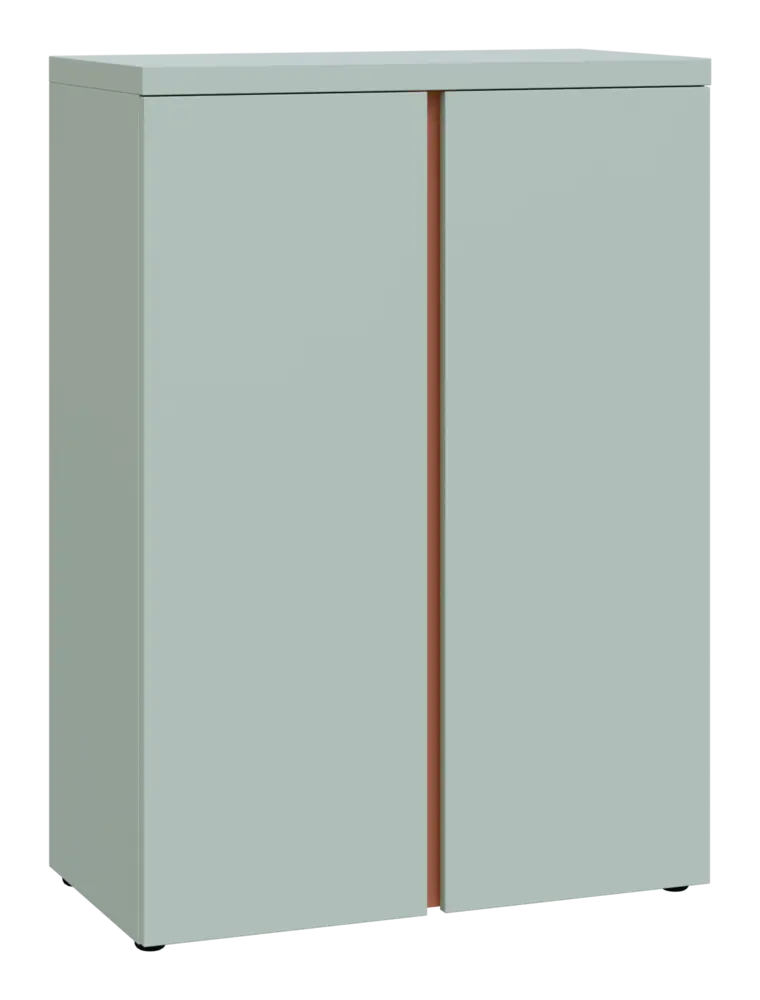 MHCN 3 - 8D kancelářská skříň, 2-dveřová, 1120x800x400, šedozelinkavá, profil béžově růžový