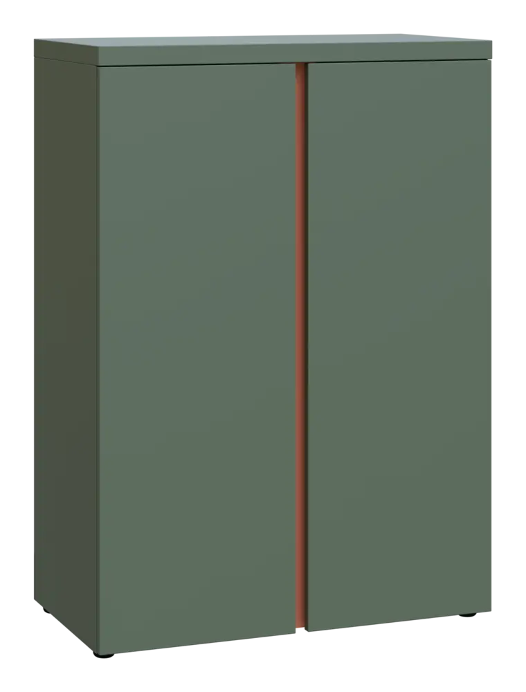 MHCN 3 - 8D kancelářská skříň, 2-dveřová, 1120x800x400, agáve zelená, profil béžově růžový