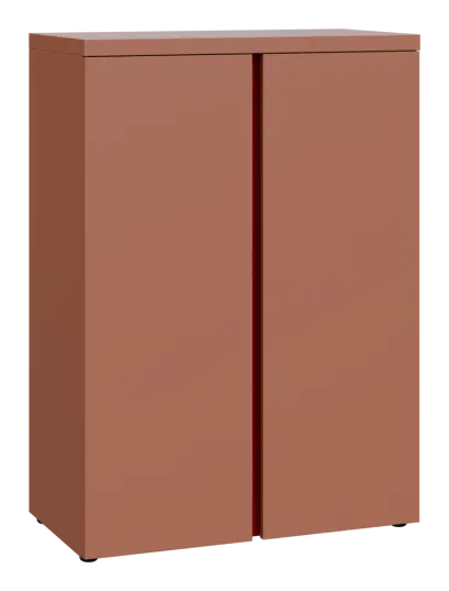 MHCN 3 - 8D kancelářská skříň, 2-dveřová, 1120x800x400, pudrově hnědá, profil burgundy