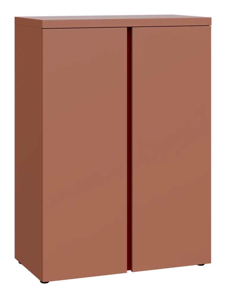 MHCN 3 - 8D kancelářská skříň, 2-dveřová, 1120x800x400, pudrově hnědá, profil burgundy