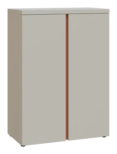 MHCN 3 - 8D kancelářská skříň, 2-dveřová, 1120x800x400, teplá šedá, profil béžově růžový