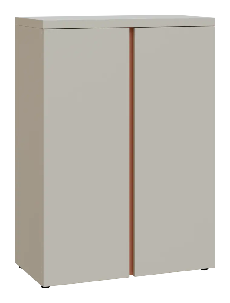 MHCN 3 - 8D kancelářská skříň, 2-dveřová, 1120x800x400, teplá šedá, profil béžově růžový